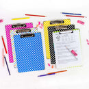 Paperboard Clipboard Standard Size Polka Dot w/ Low Profile Clip