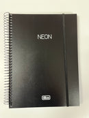 Libreta Argollada Universitaria 10 Materias- Neon (Negra)