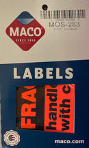 FRAGILE HANDLE WITH CARE LABELS